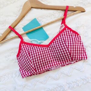Red Checkered Women's Bra